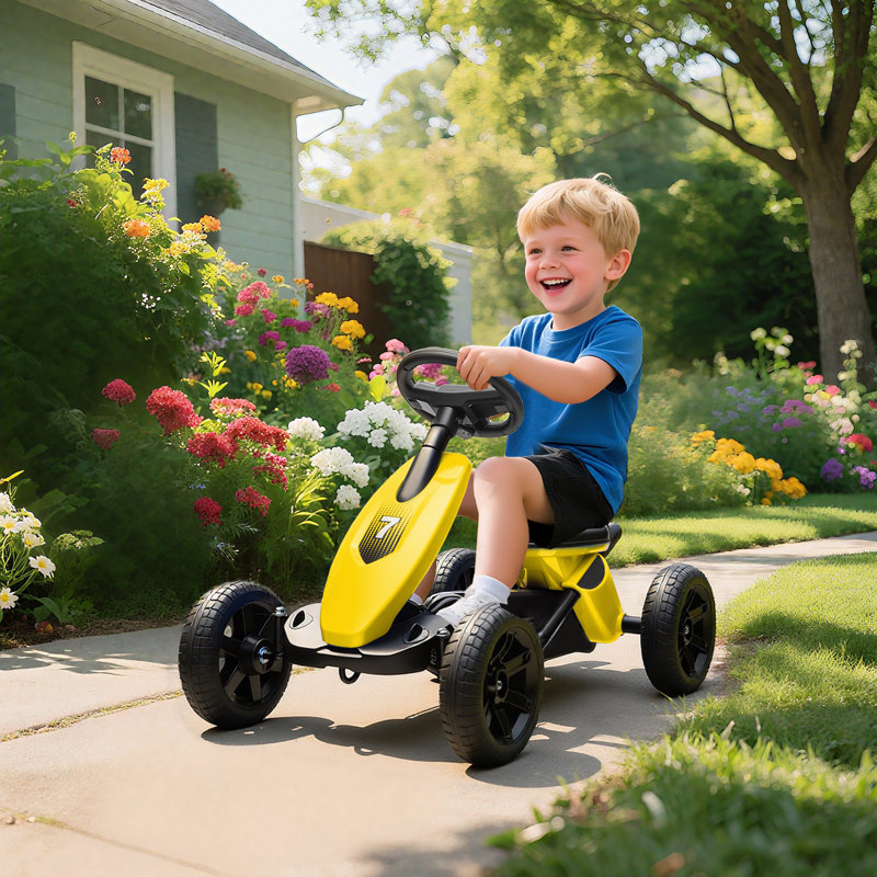 Zoomie Kids Go Kart, Yellow