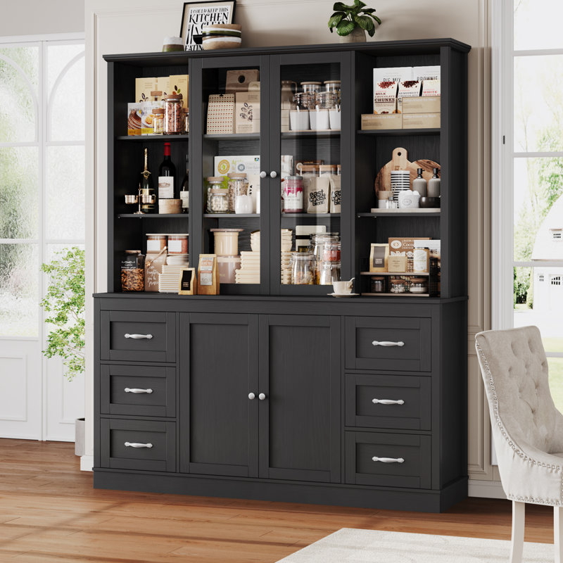 74.4-Inch Tall Pantry & Storage Cabinet, Black