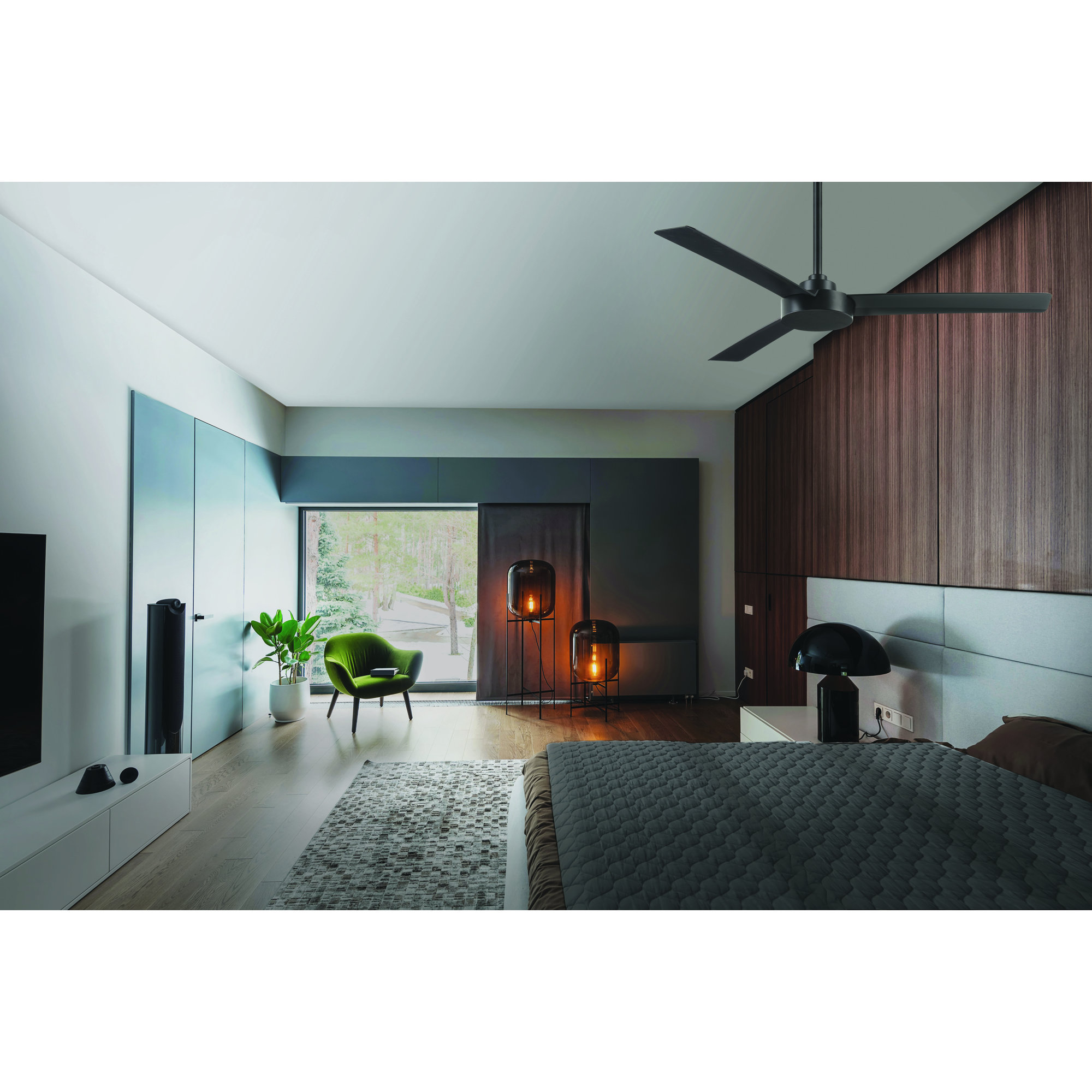 52" Roto 3 - Blade Propeller Ceiling Fan with Wall Control, Coal