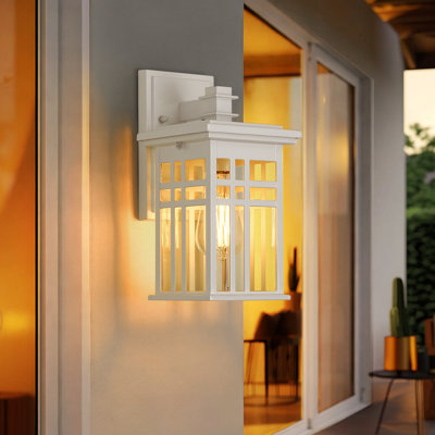 Outdoor Wall Lantern Die-Cast Aluminum With Clear Glass, Matte Black Finish