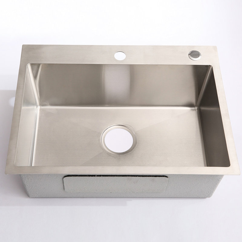 24In Silver Brushed Sink With Strong Stainless Steel Faucet And Drain Head For Laundry Use - 1.5Gpm