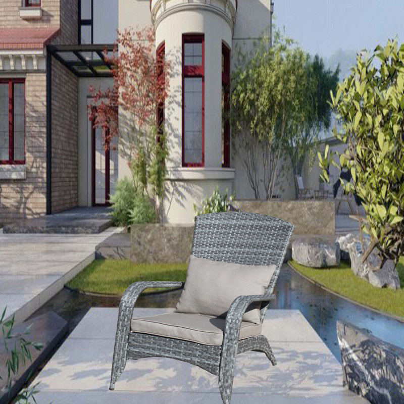 Chaise de patio avec coussins (coussin gris), Gris, Gris