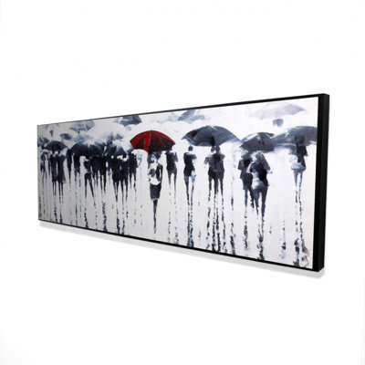 «Abstract Silhouettes Under the Rain», toile encadrée blanche moderne