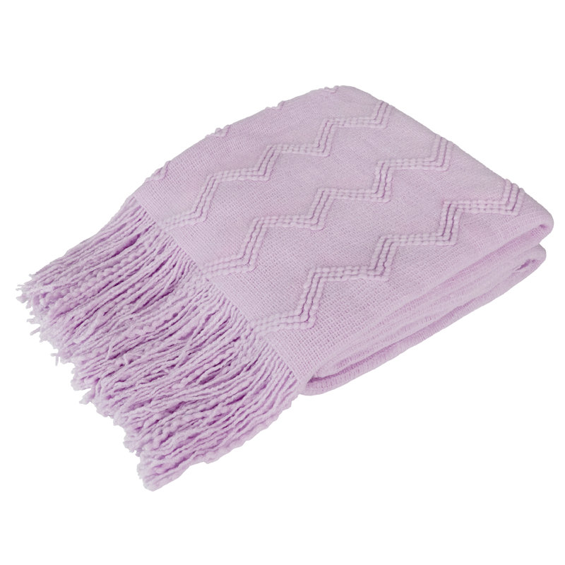 Lavender Purple Knitted Fleece Reversible Throw Blanket