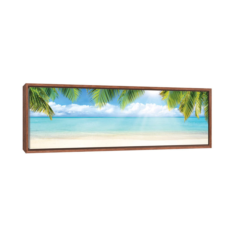 Reproduction de photo panoramique sur la plage tropicale avec sable blanc et turquoise, H 16 po x l 48 po x 1,5 po