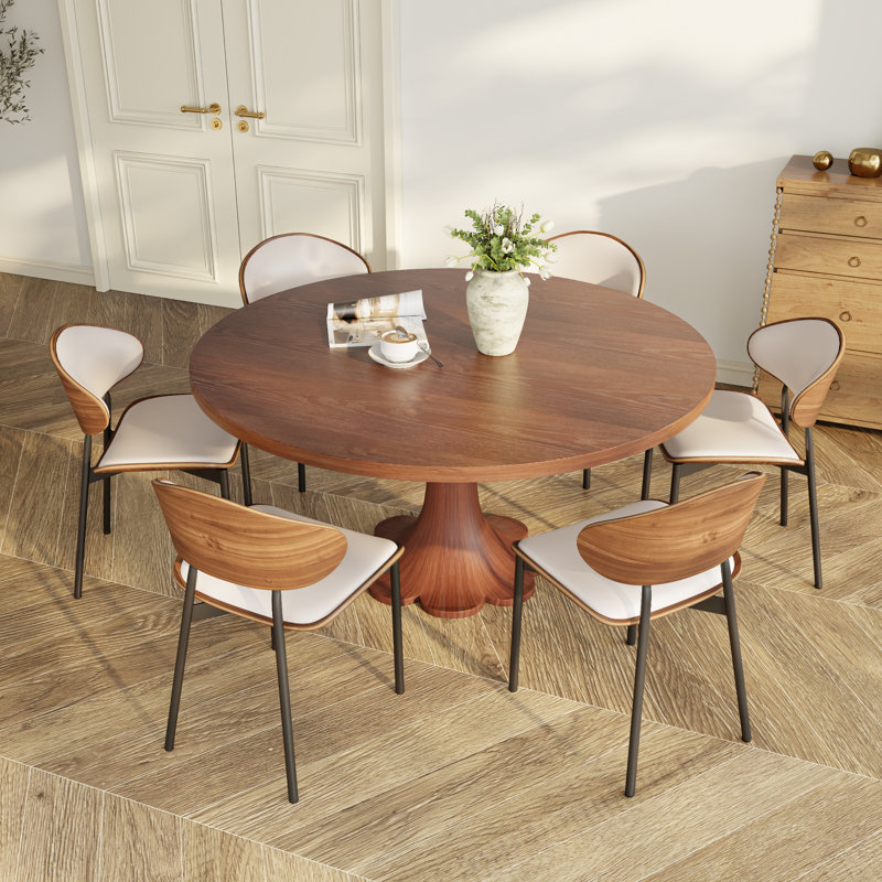 2-8 sièges Mid-Century, 7 pièces : table, 6 chaises, H 29,52 po x L 59 po x l 59 po