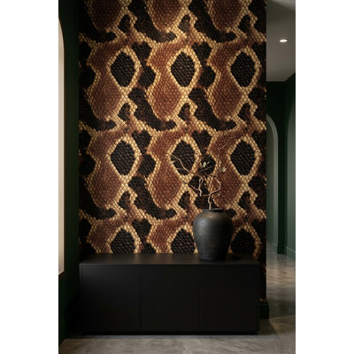 Papier peint décoratif peau de serpent de luxe avec motif en python brun