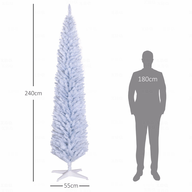 Arbre de Noël artificiel 8 pi, 618 pointes réalistes, base en plastique, Blanc, H 7 pi 9 po