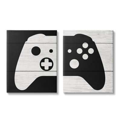 " Gaming Controller Monochromatic Grain Pattern Illustration " by Daphne Polselli 2 - Pieces