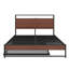 Base de lit plateforme en métal avec couchette, ports USB et support à lattes-1823119849