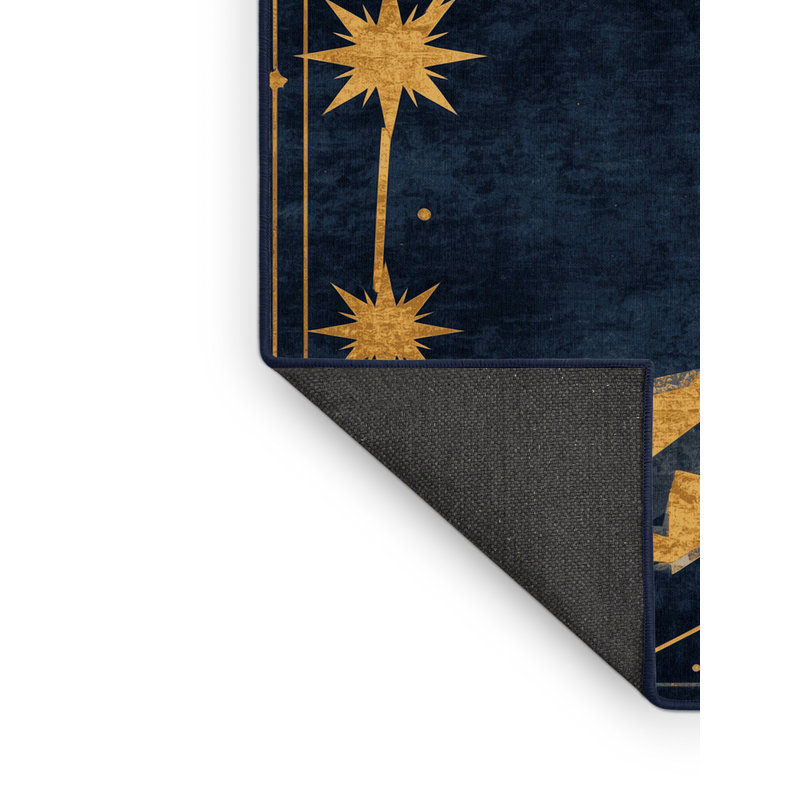 Tapis arc-en-ciel doux moelleux Vance Art Deco - reliure marine, 7 x 10