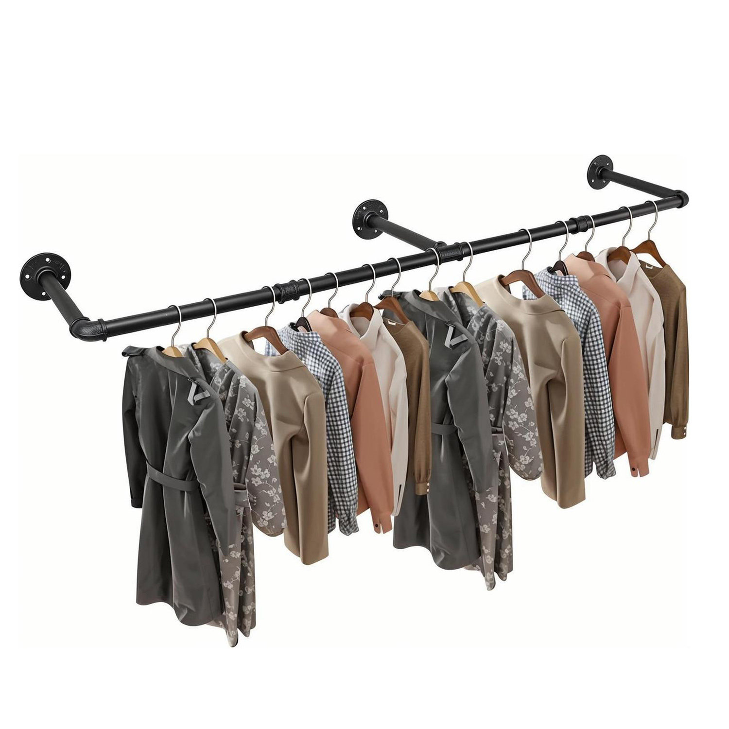 Curated visual reference: Gallery Detail: 17 Stories Industrial Pipe Wall Mounted Garment Rack