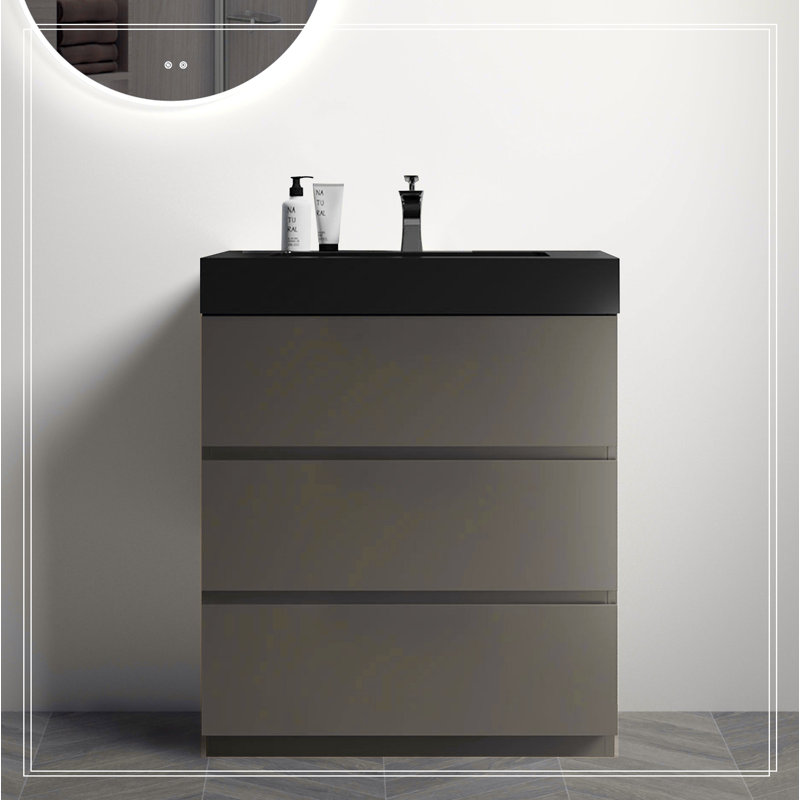Meuble-lavabo autoportant avec grand lavabo et rangement
