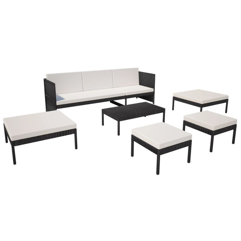 Ensemble de conversation modulaire avec coussins Wallsend, Noir