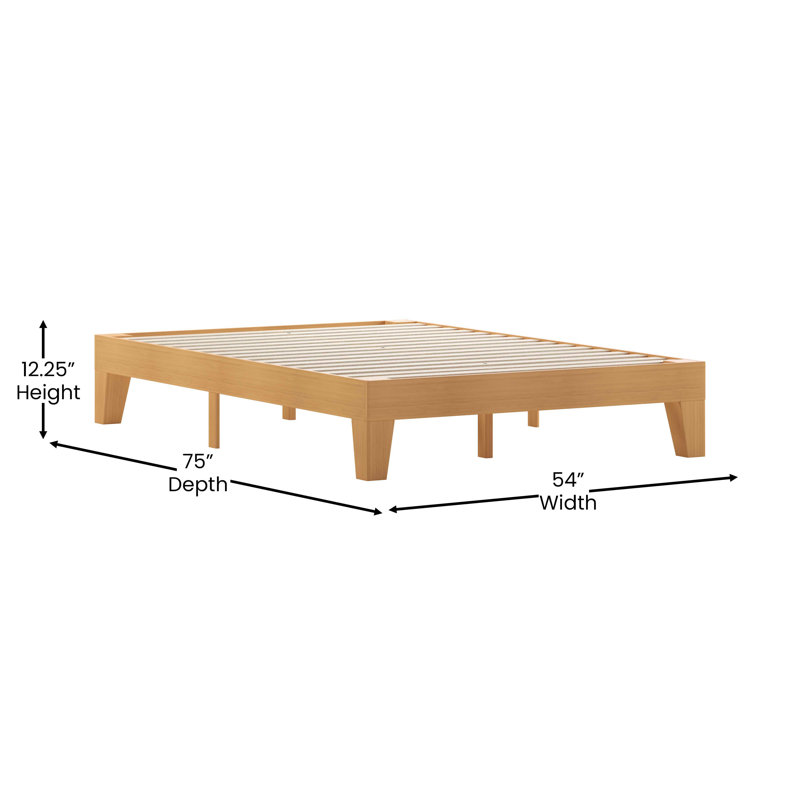 Evelyn Natural Pine Full Platform Bed with Slats