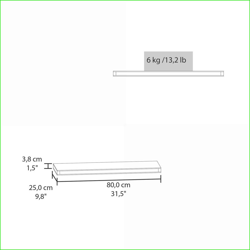 Tablette flottante de 31,5 po de largeur brun noyer rustique minimaliste | Panneau de particules | Espace de vie principal