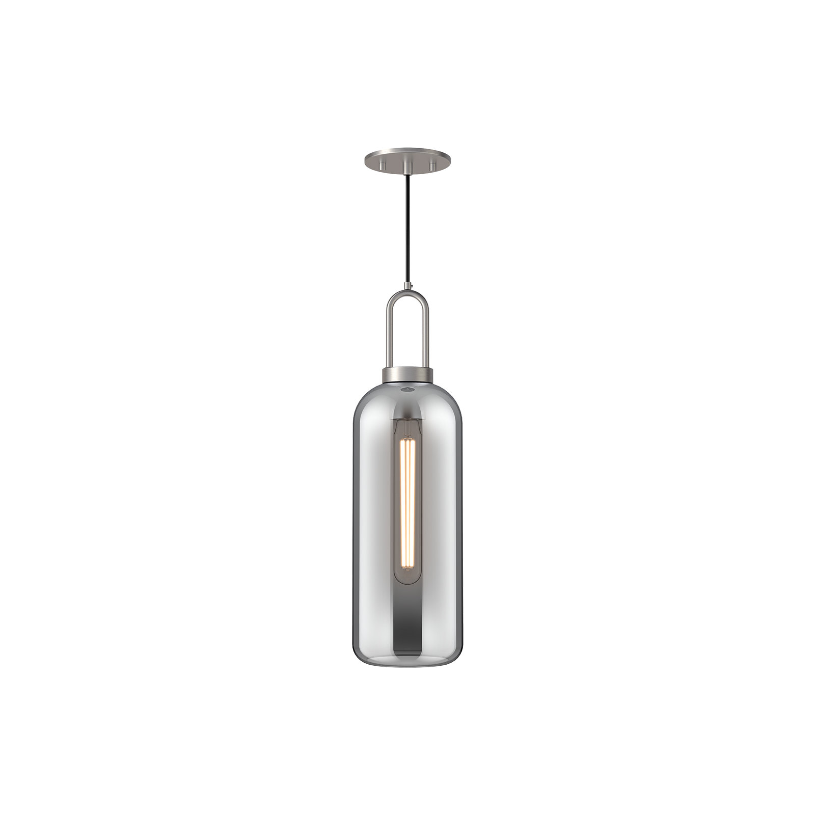 Minneapolis Single Light Glass Pendant, Brushed Nickel, Smoke, 20.75" H x 6" W x 6" D 