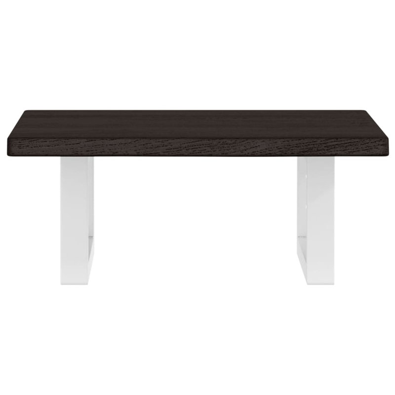 Solid Wood and Steel Bracket Shelf, 2cm H x 40cm W x 50cm D, White/Dark Brown