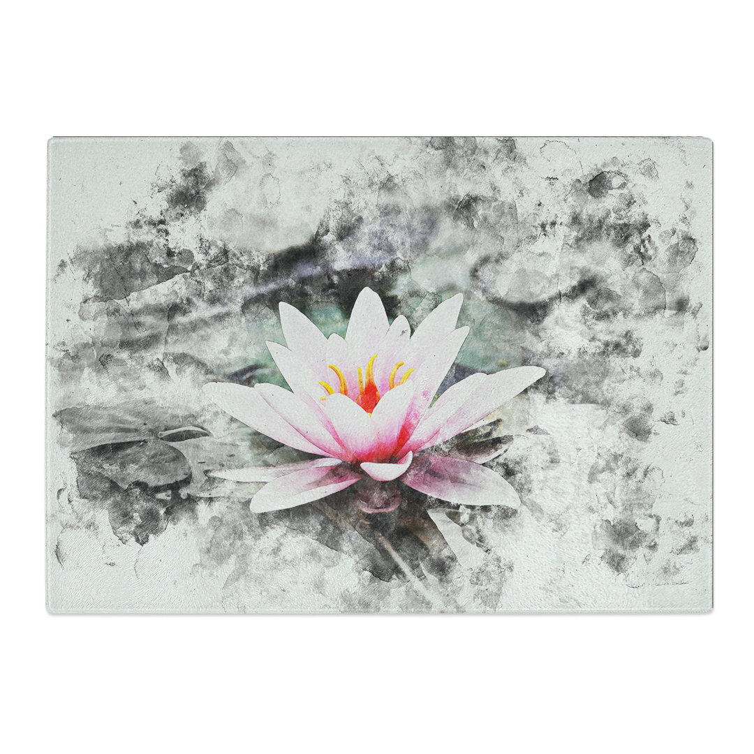 Tempered Glass a Pale Water Lily Watercolour Chopping Board
