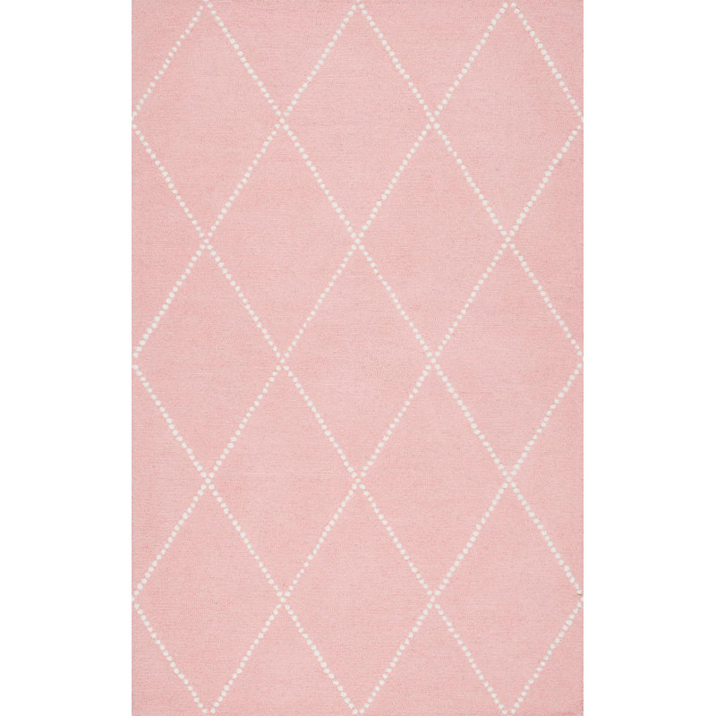 Longchamps Hand Tufted Wool Pink Rug, Rectangle 152 x 244cm