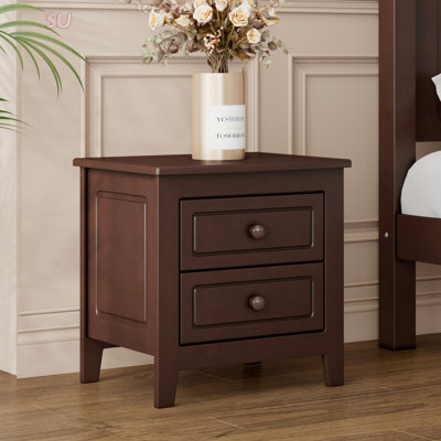 Mid Century 2-Drawer Nightstand, Classic Design For Bedroom With Ample Storage And Durable Construction