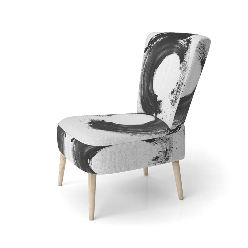 Chaise d'appoint abstraite minimaliste rembourrée à motif abstrait pinceau Zen, Side Chair Armless