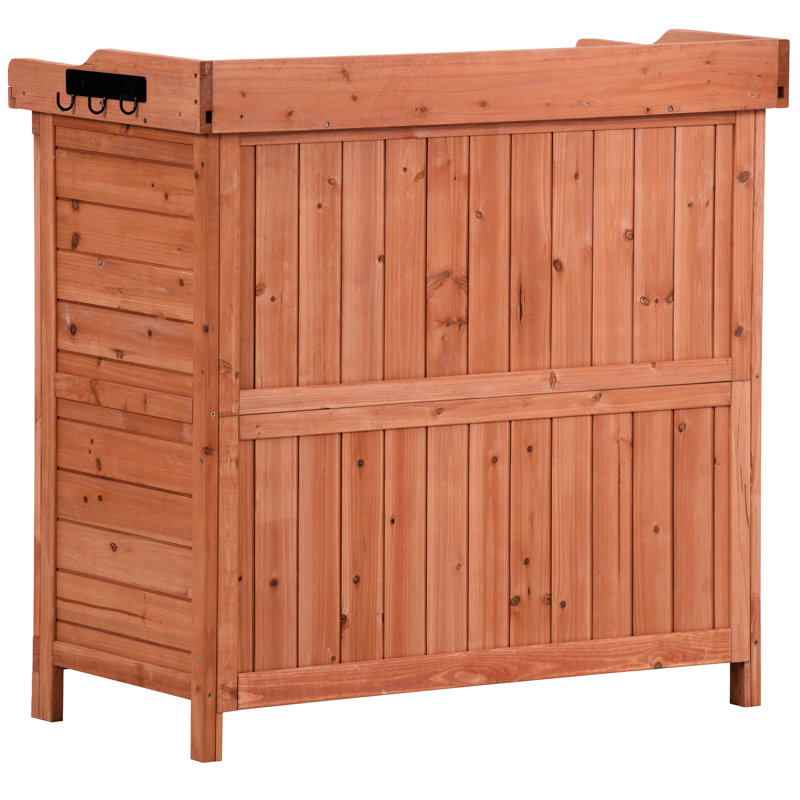 Banc de rempotage orange pour jardin extérieur, 39 po avec 2 tablettes, table de travail galvanisée et banc de travail avec crochets latéraux, orange et pouce bonheur bonheur