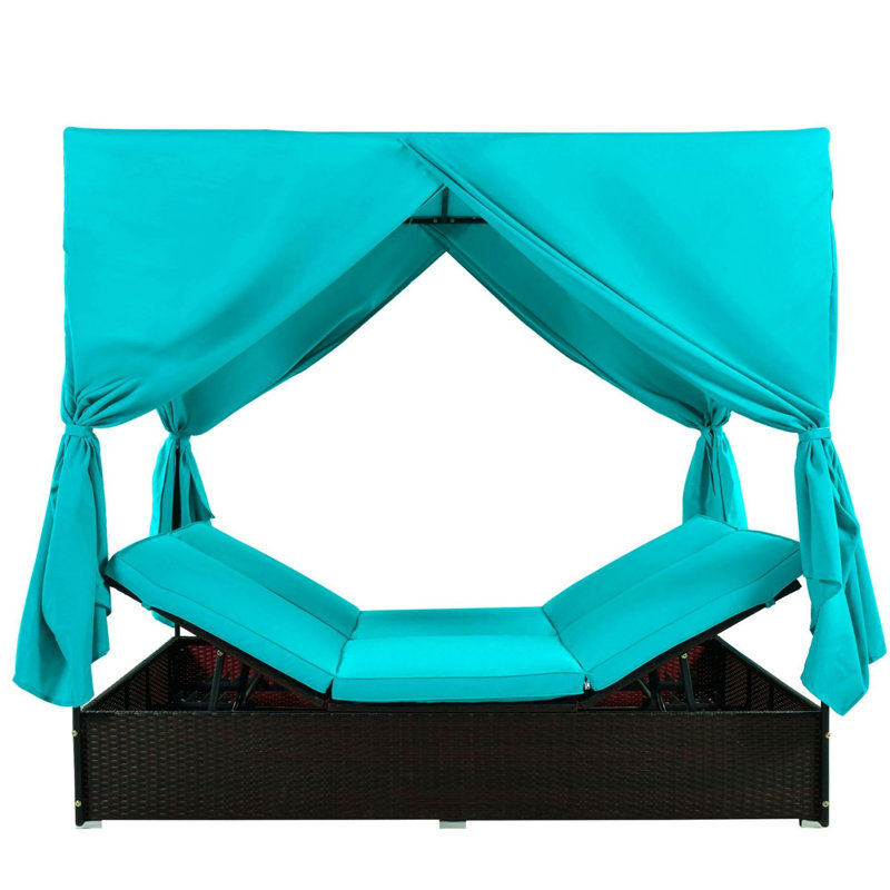 Lit de jour pour patio en osier, Bleu sarcelle