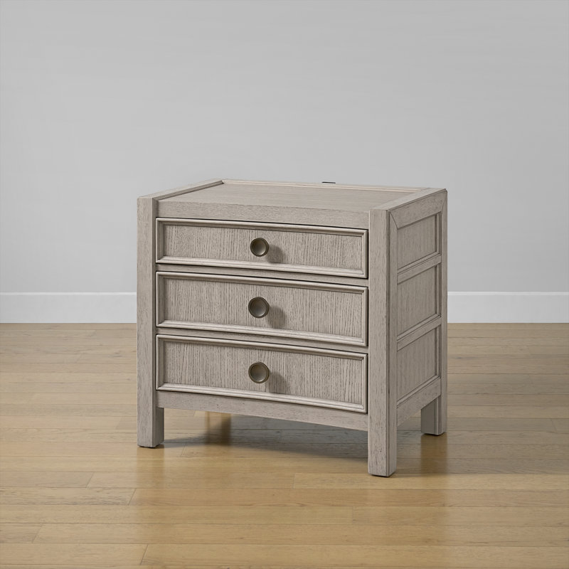 table de chevet beige à 3 tiroirs