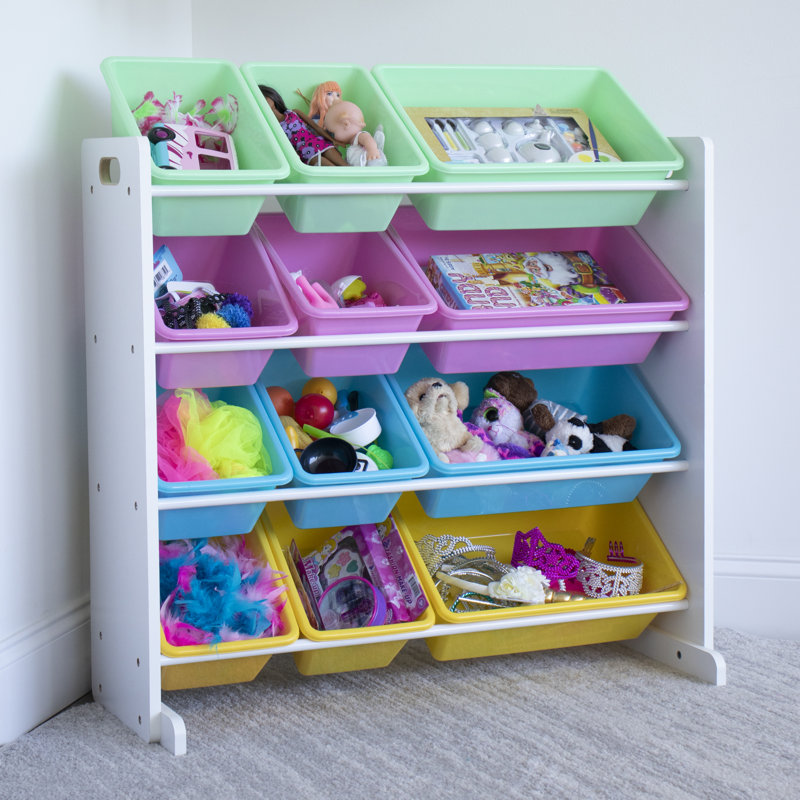 Organisateur de jouets avec bacs Rafael, Blanc / pastel