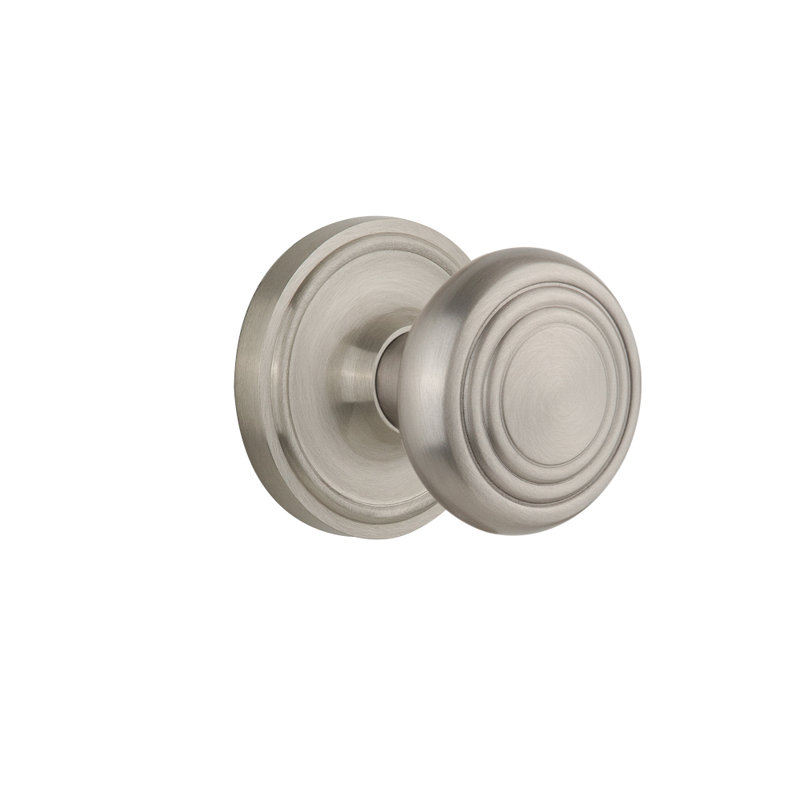 Classic Rosette with Deco Door Knob, Satin Nickel, 2 3/4