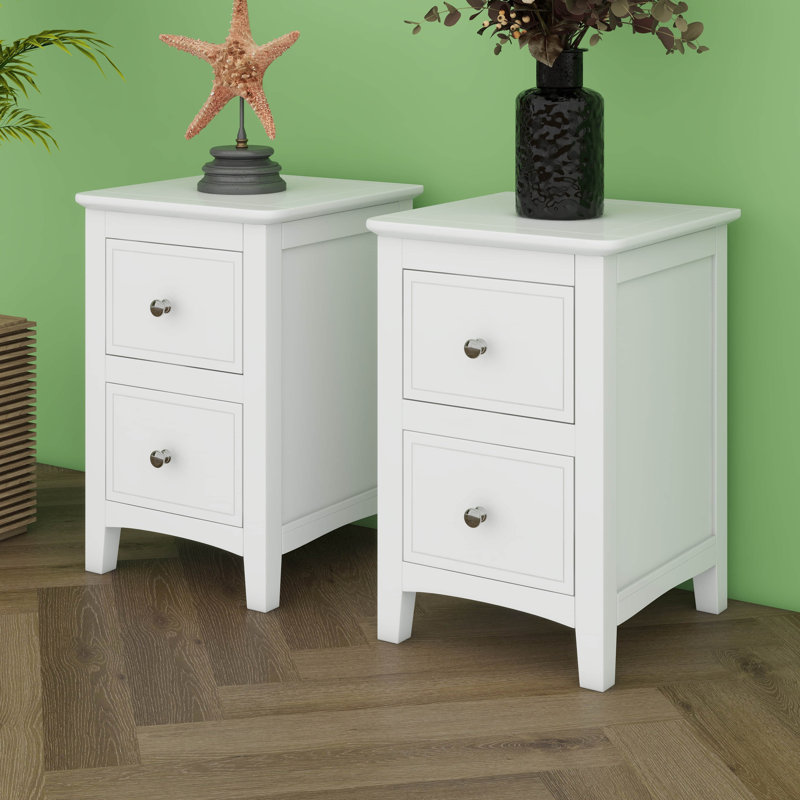 Table de chevet moderne, ensemble de 2, table de chevet avec 2 tiroirs, table de bout double pour le salon de la chambre à coucher