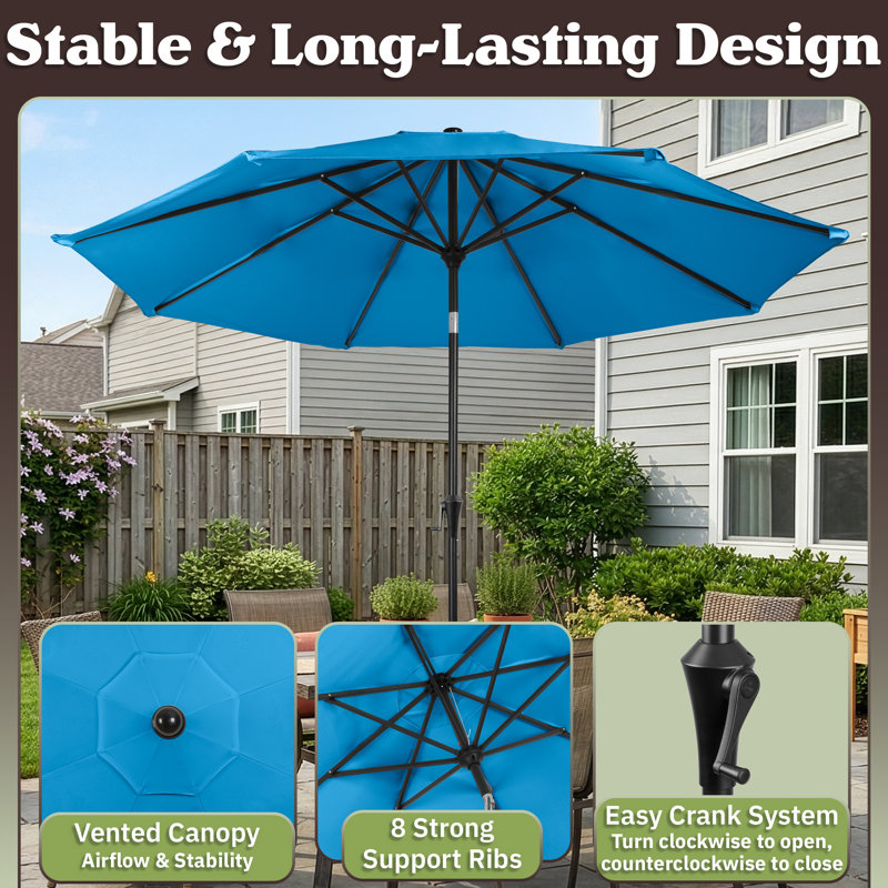 Pure Garden 10FT Outdoor Patio Umbrella, Brilliant Blue