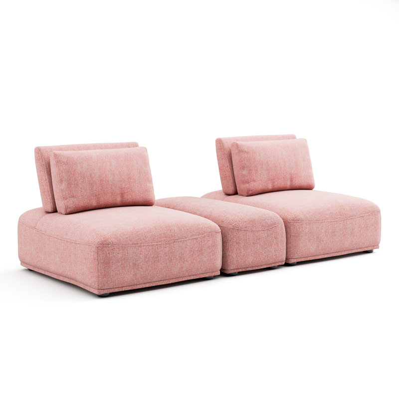 Canapé modulaire 3 pièces Aukeem, Polyester rose