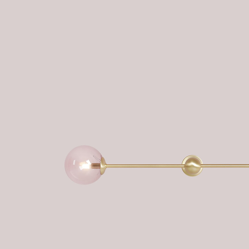 Hejira Steel Flush Mounted Sconce, brass, Pink, 14cm H x 89cm W x 22cm D