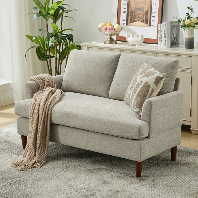 54.7" W Upholstered Chenille Small Apartment Loveseat, Light Brown