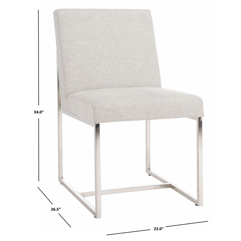 Transitional Grey and White Linen Upholstered Parsons Side Chair