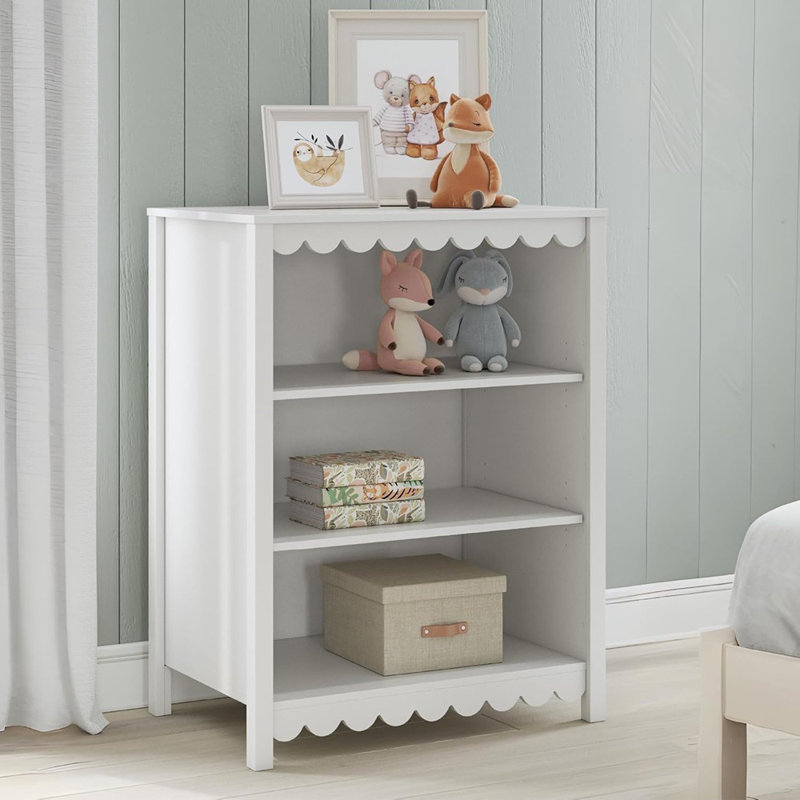 3-Tier Bookcase With 2 Adjustable Shelves, White