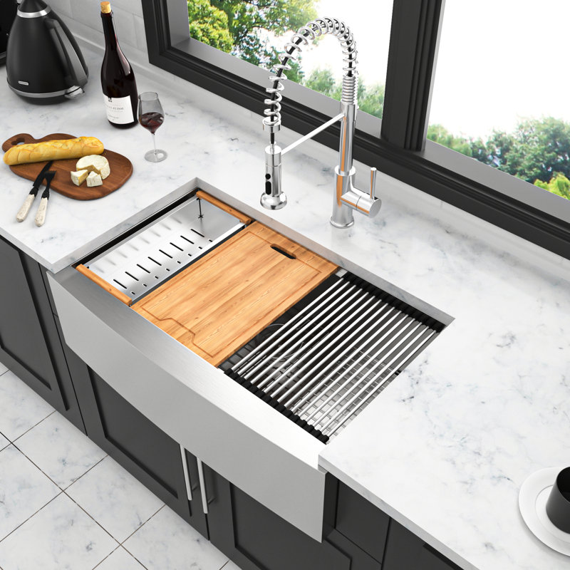 36" Sink Workstation: 36X22x10 Inch Stainless Steel, Sound Proof And Kitchen Sink: Stylish For Modern Kitchens
