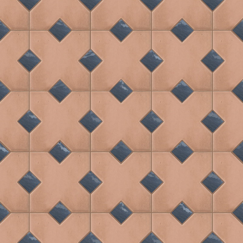 Carreau en porcelaine Cross and Dot, Terre cuite / Bleu
