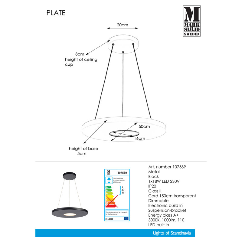 Wellings 1 - Light LED Unique/Statement Pendant, Black