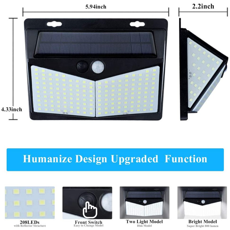 Outdoor Wall Light Solar Powered With Motion Sensor (8 Pack)