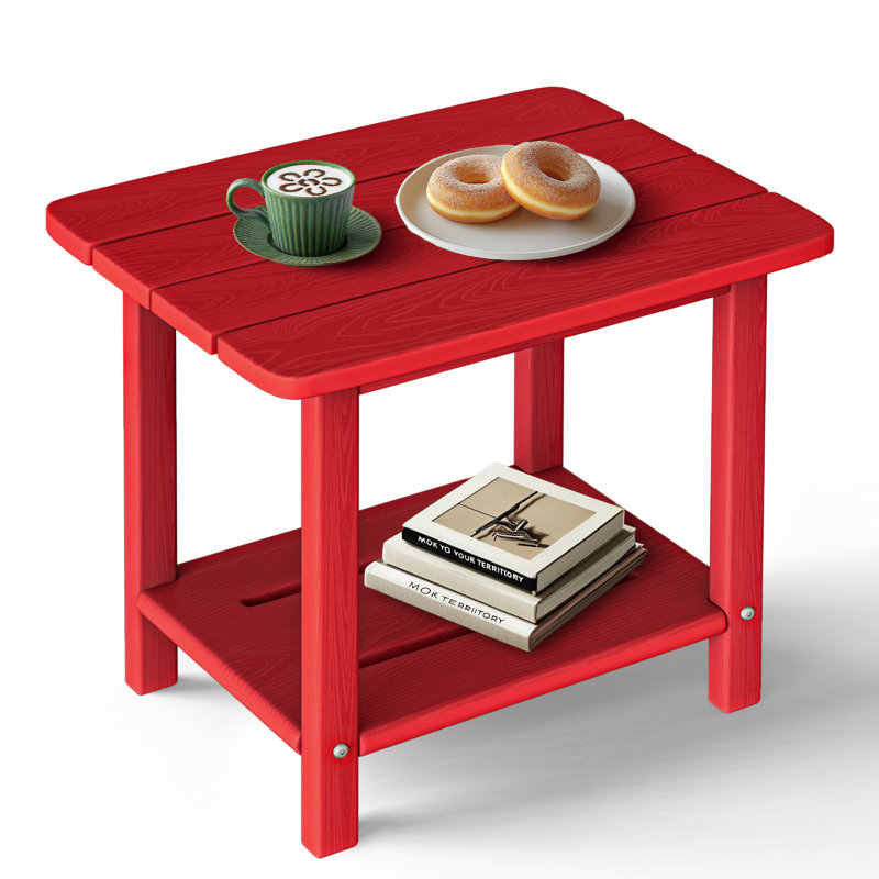 Table de bout en PEHD Adirondack à 2 niveaux - Table d'appoint d'extérieur résistante aux intempéries et durable pour le patio, la piscine et la pelouse