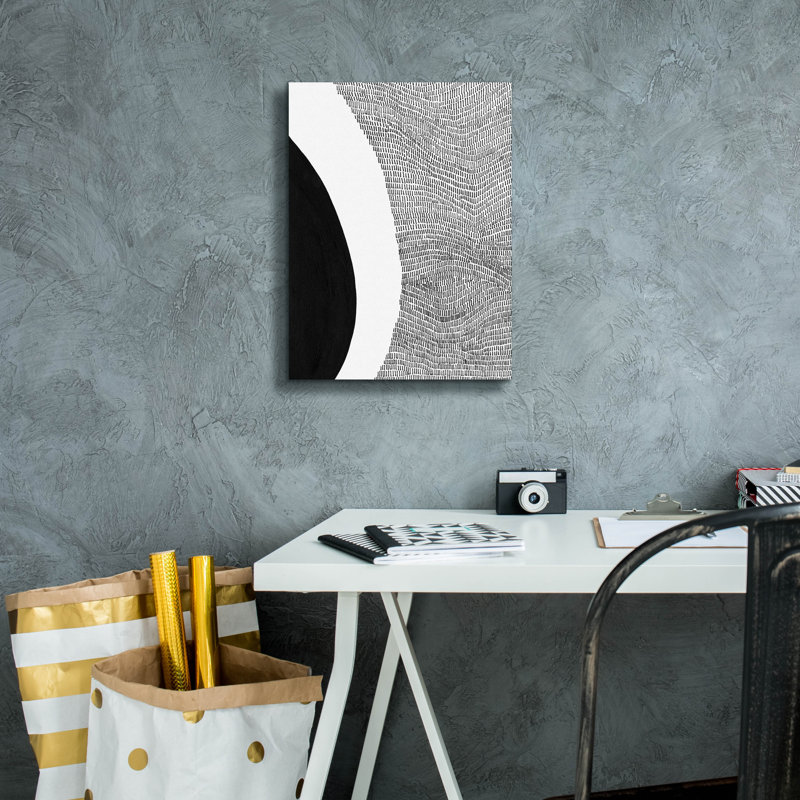 «Black & White Abstract II» par Regina Moore, H 16 po x l 12 po x P 0,75 po