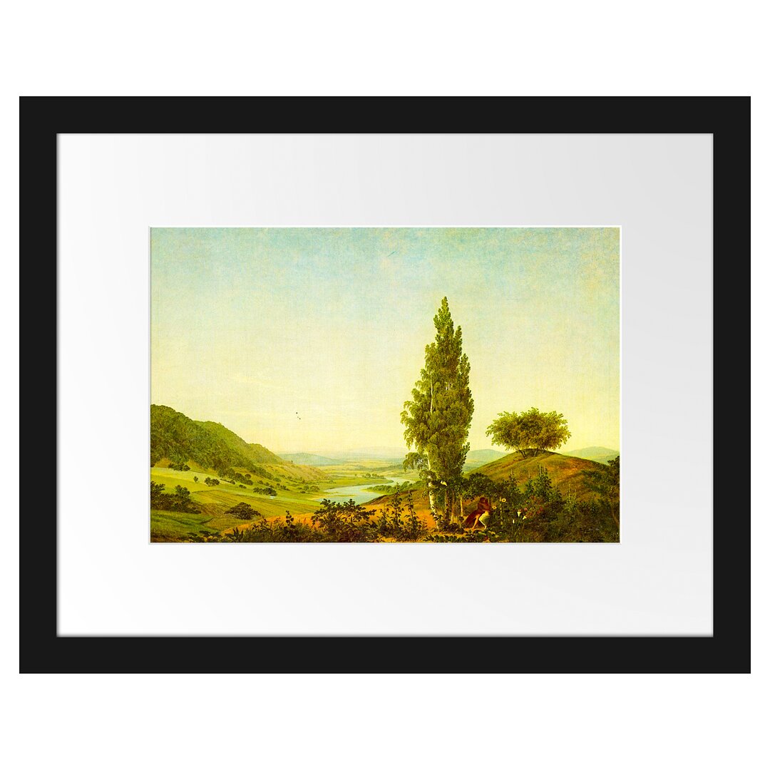 Gerahmter Kunstdruck The Summer Landscape with Love von Caspar David Friedrich