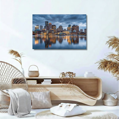 Ensemble de 1 tableau sur toile représentant la silhouette de la ville