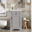 Meuble-lavabo de 20 pouces avec lavabo en céramique, porte à fermeture douce, tablette réglable et support de rangement fixé à la porte - idéal pour les petites salles de bain-826315560