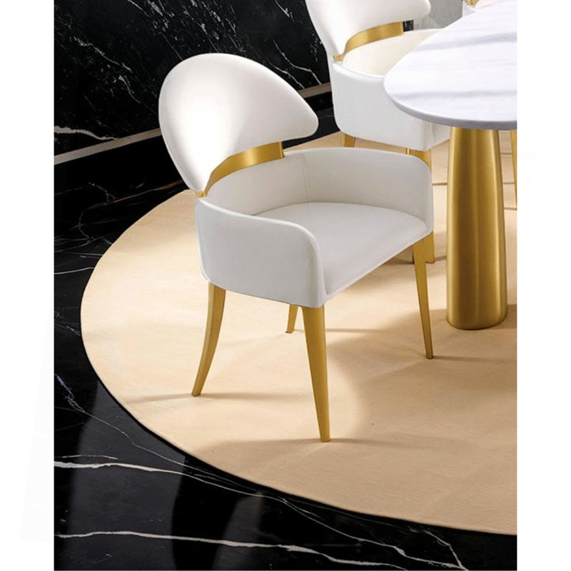 Chaise avec accoudoirs contemporaine l 22 po (2 / RCT), blanc / or mat