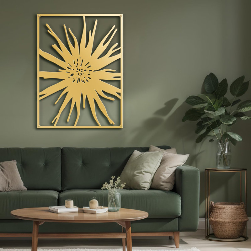 Décoration murale décorative murale en métal, H 36 po x l 26,87 po x P 0,05 po, Or