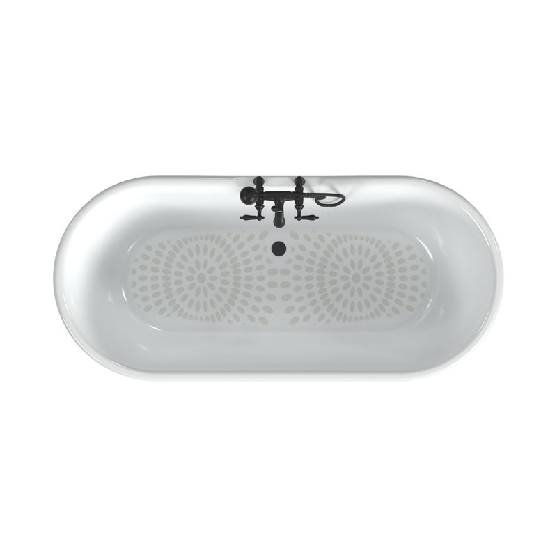 Regal 68'' L Freestanding Soaking Bathtub, White Interior with White Exterior, Cast Iron Pedestal Base
